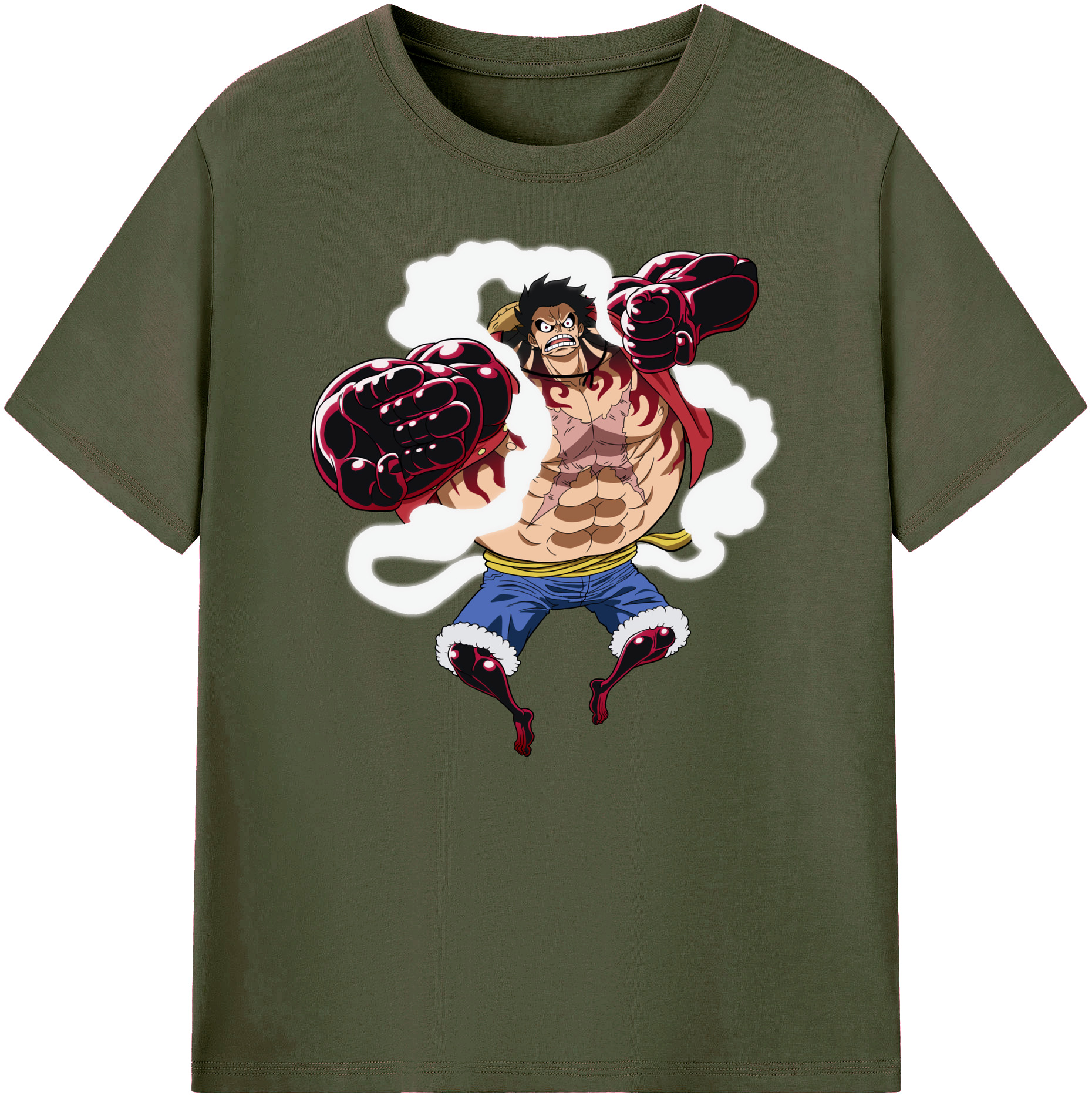 ワンピース モンキー・D・ルフィ ONE PIECE Monkey D. Luffy 綿100％ メンズ半袖Tシャツ｜肌触りやわらか＆通気性